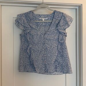 Veronica Beard Light Blue Floral Blouse